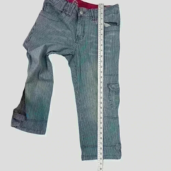 COTTON‎ GINNY ladies jean capri size 9 - blue and white striped - Picture 9 of 13